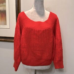 Divided red women’s cropped off shoulder sweater XL